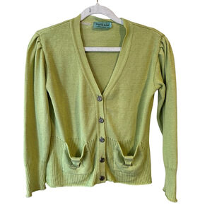 Maria Lisa Light Green Button-Up Cardigan Size M Cottagecore Vintage 80s 90s